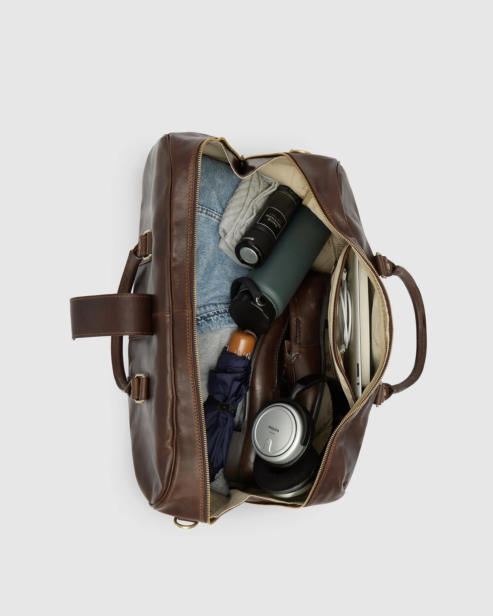 Amerigo Espresso - Leather Weekender Bag - Image 8