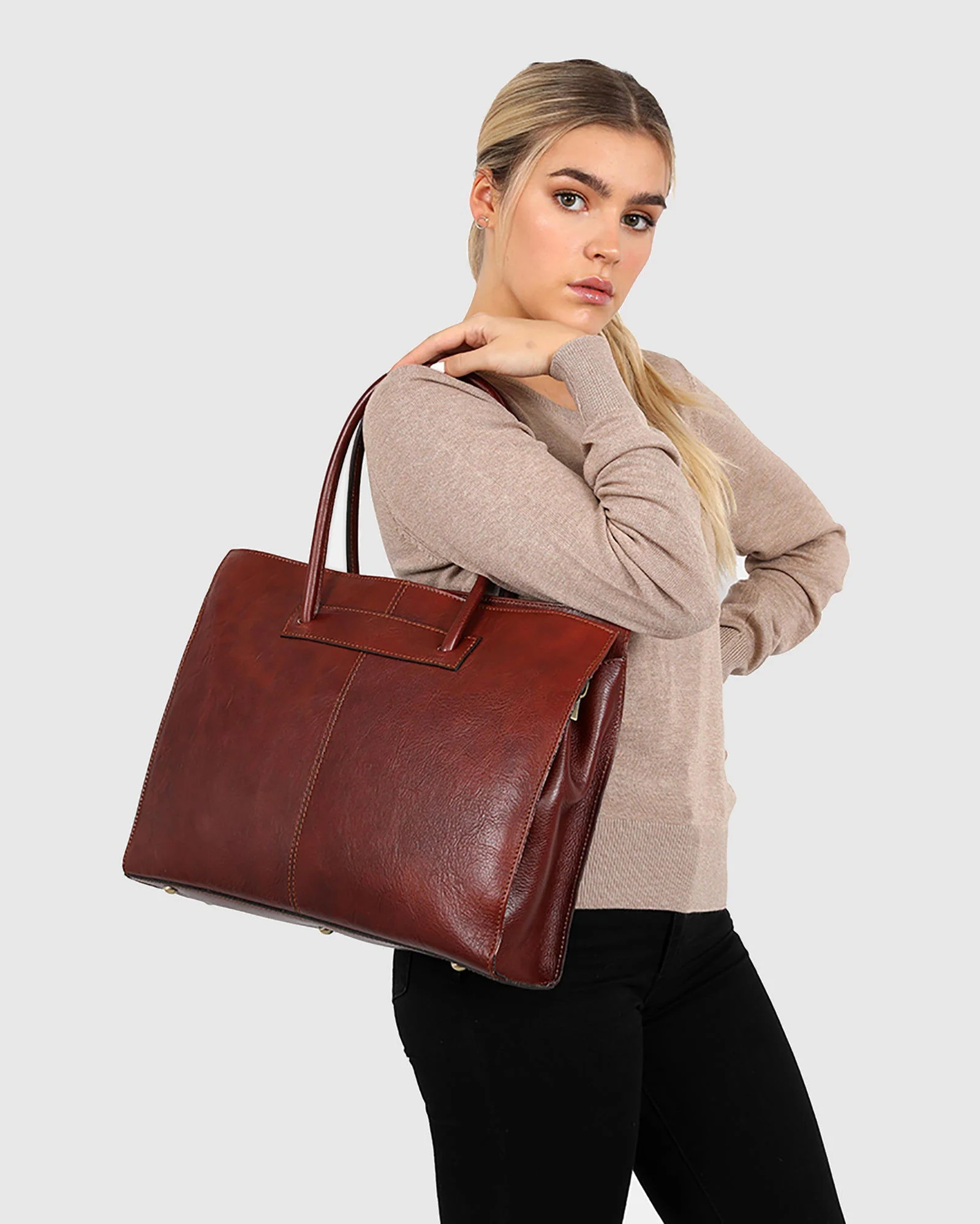 Florence Jet – Leather Work Tote - Image 10