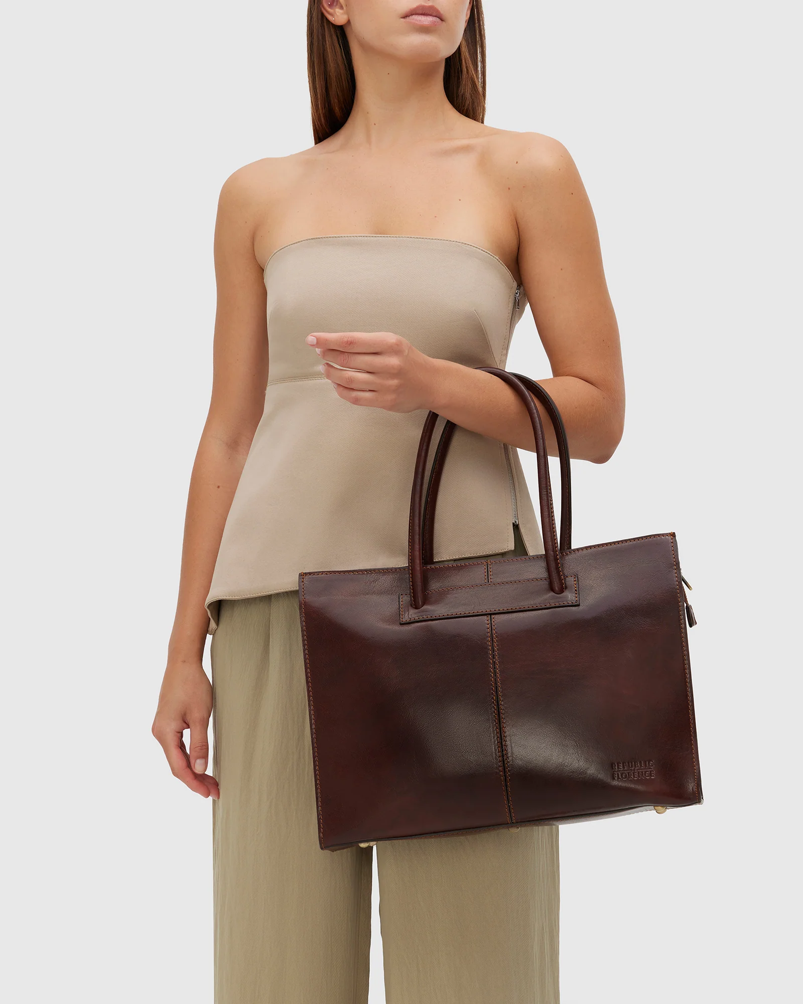 Florence Terra - Leather Work Tote - Image 3