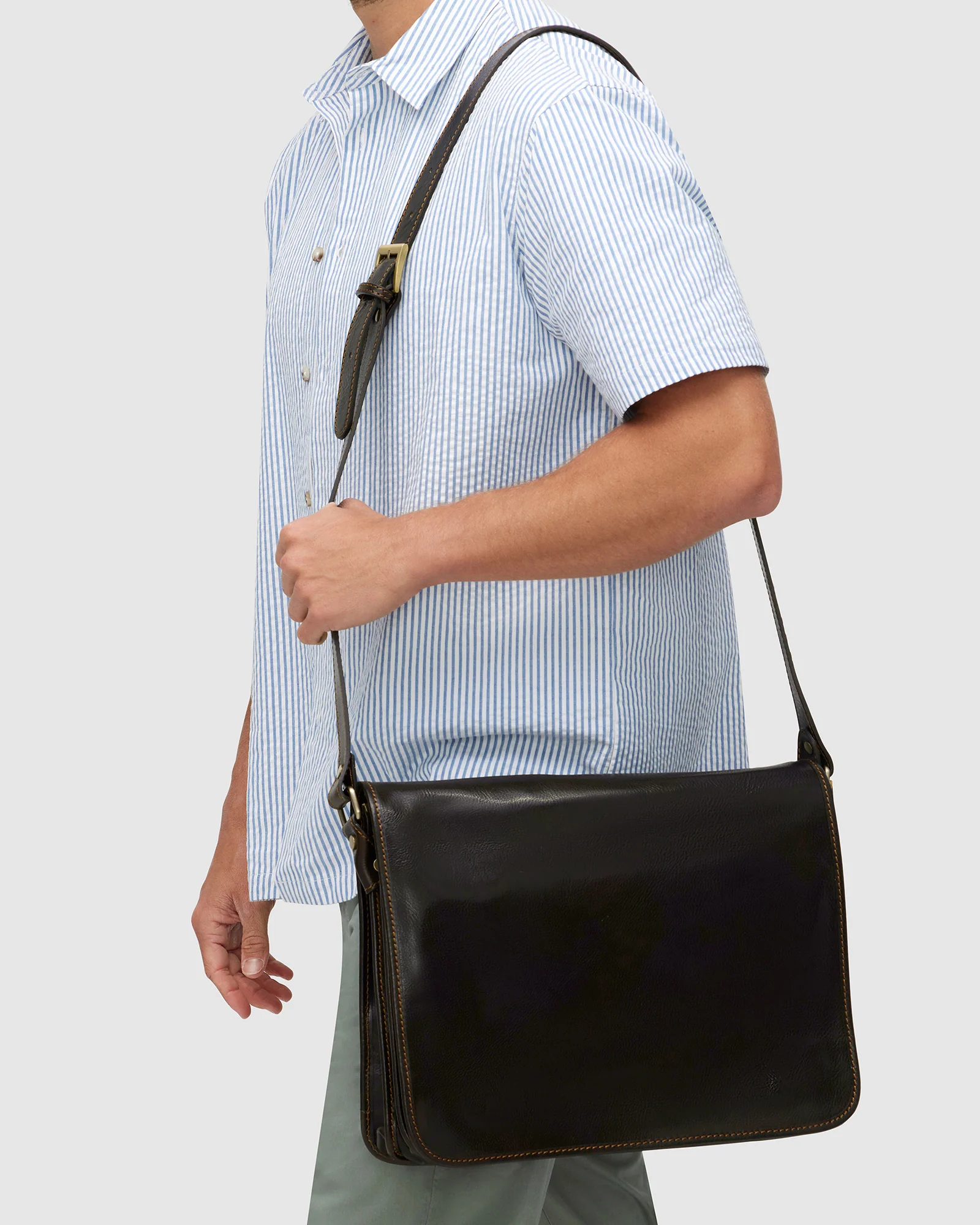 Nero Moro - 15" Leather Messenger Bag - Image 3